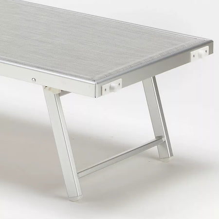 Lettino prendisole con tettuccio e cuscino "Bari" in alluminio da giardino