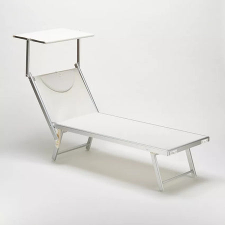 Lettino prendisole con tettuccio e cuscino "Bari" in alluminio da giardino