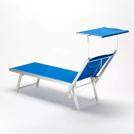 Lettino prendisole con tettuccio e cuscino "Bari" in alluminio da giardino