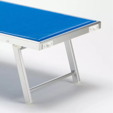 Lettino prendisole con tettuccio e cuscino "Bari" in alluminio da giardino