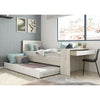 Letto 1950 con scrivania integrata e letto estraibile reversibile bianco vintage e bianco
