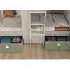 Letto a castello 1268 bianco vintage e verde con armadio e cassetti reversibili