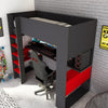 Letto a castello 5050 antracite rosso con scrivania