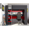 Letto a castello 5050 antracite rosso con scrivania