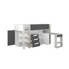 Letto a soppalco 6020 bianco antracite con scrivania estraibile reversibile