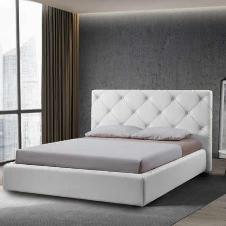 Letto matrimoniale contenitore Kassandra testiera capitonnè ecopelle bianco