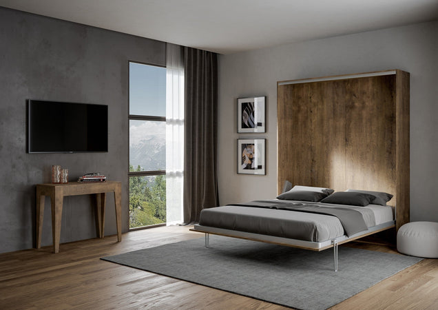 Letto "Roma" matrimoniale a scomparsa, in legno, con apertura verticale, per camera da letto