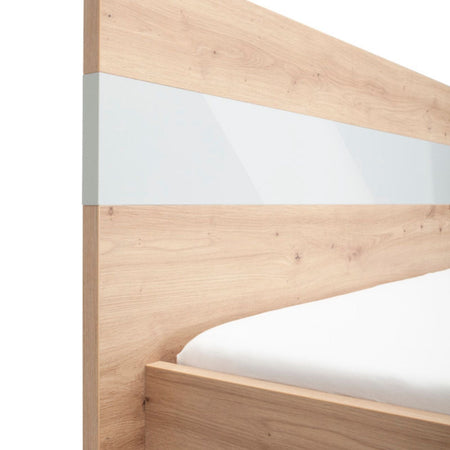 Letto moderno matrimoniale "Vitruvia" struttura in legno rovere con piedi in Metallo