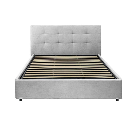 Letto matrimoniale Ascoli contenitore in tessuto Enjoy 20 grigio chiaro