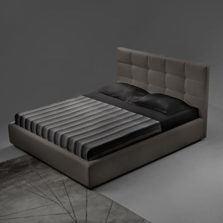 Letto matrimoniale contenitore Napoli tessuto tortora