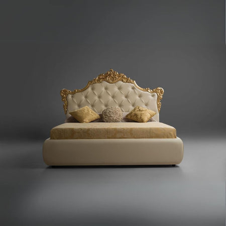 Letto matrimoniale Savoia crema con contenitore