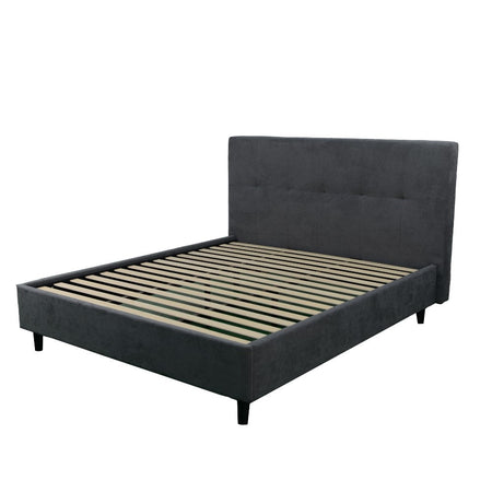 Letto matrimoniale Snello con rete fissa in tessuto Ash grigio