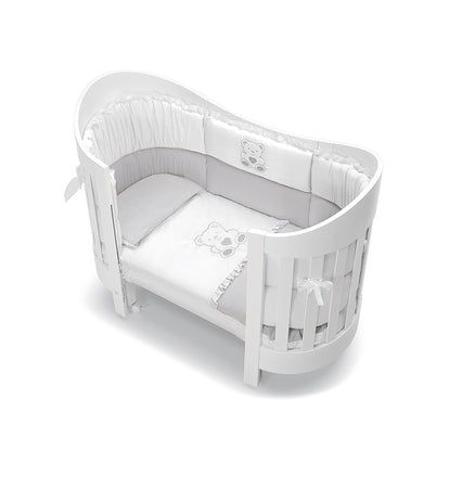 Corredo Tessile 3PZ Culla/Letto Ovale Cuoricini Olly