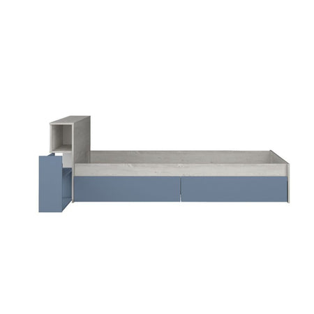 Letto singolo 1660 bianco celeste con comodino estraibile