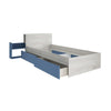 Letto singolo 1660 bianco celeste con comodino estraibile