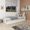 Letto singolo 1666 bianco vintage e bianco con comodino estraibile