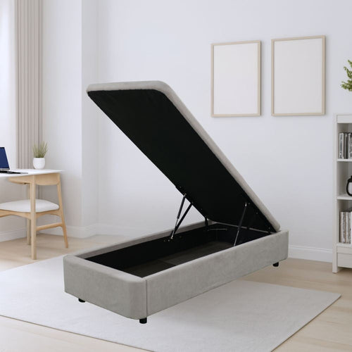 Letto singolo Sommier 80x190 con contenitore in tessuto Towel grigio chiaro