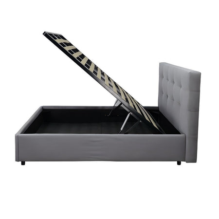 Letto una piazza e mezza Ascoli contenitore in tessuto Enjoy 20 grigio chiaro