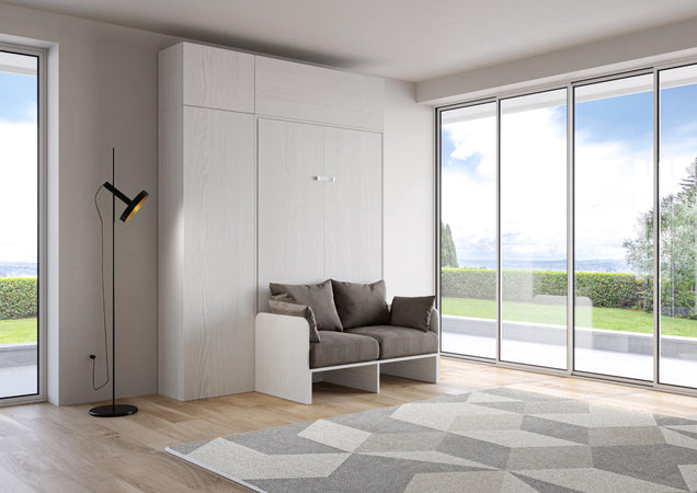 Letto "Palermo" matrimoniale a scomparsa con divano, in legno, con apertura verticale, per camera da letto