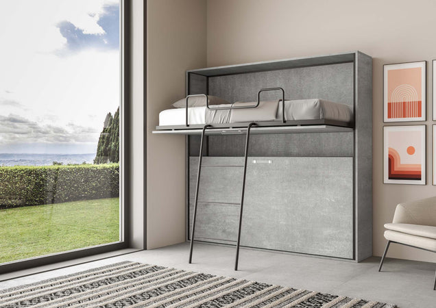 Letto "Firenze" doppio a scomparsa, in legno, con apertura orizzontale, per camera da letto