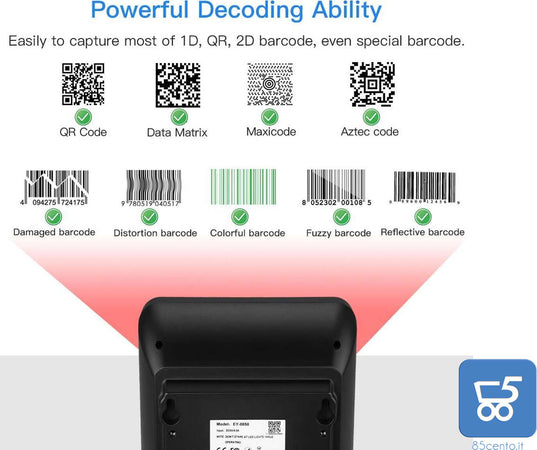 Lettore di Codici a Barre a Mani Libere QR 2D 1D Automatico Desktop Omnidirezionale Grande finestra di scansione per leggere PDF417 su Carta d'Identità Patenti Passaporti