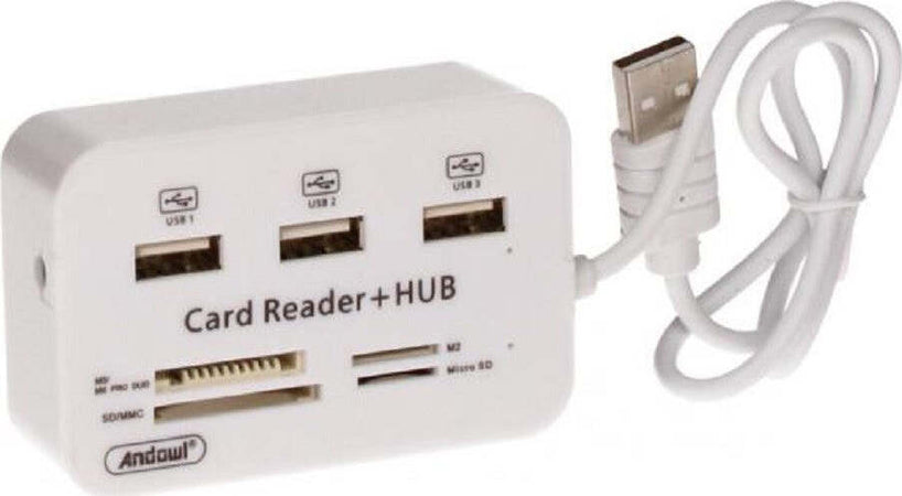Lettore Di Schede Carte + Hub Usb 2.0 3 Porte Usb Slot Ms Sd Mmc Tf M2 Q-h02 Elettronica/Informatica/Accessori/USB Hub Trade Shop italia - Napoli, Commerciovirtuoso.it