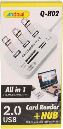 Lettore Di Schede Carte + Hub Usb 2.0 3 Porte Usb Slot Ms Sd Mmc Tf M2 Q-h02 Elettronica/Informatica/Accessori/USB Hub Trade Shop italia - Napoli, Commerciovirtuoso.it