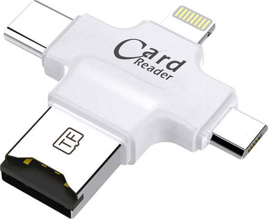 Lettore Schede 4 In 1 Microsd Android Ios Windows Pc Card Reader Fat32 Bianco Elettronica/Informatica/Accessori/Accessori per schede di memoria/Lettori schede di memoria esterni Trade Shop italia - Napoli, Commerciovirtuoso.it