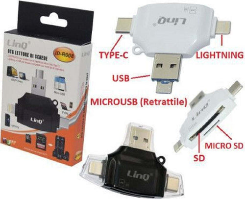 Lettore Schede Memoria Memory 4 In 1 Otg Usb Micro Usb Tipo C Lightning Id-r008 Elettronica/Cellulari e accessori/Accessori/Cavi e adattatori/Cavi Lightning Trade Shop italia - Napoli, Commerciovirtuoso.it
