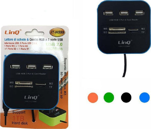 Lettore Schede Memory Card Reader Combo Hub 3 Porte Usb 2.0 Ms M2 Sd Tf It-h599 Elettronica/Informatica/Accessori/USB Hub Trade Shop italia - Napoli, Commerciovirtuoso.it