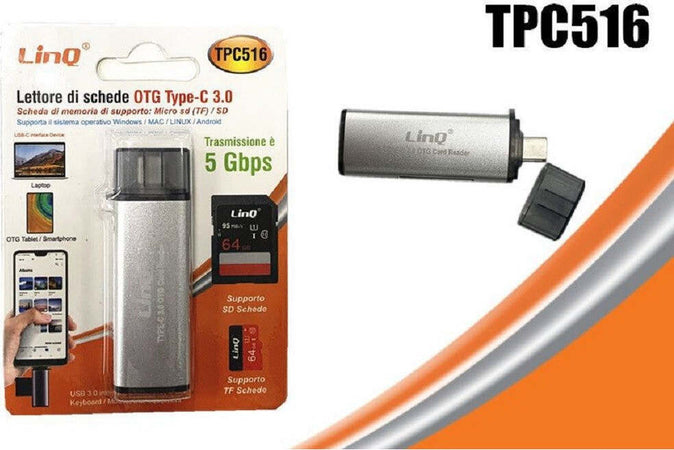 Lettore Schede Sd/micro-sd Connettore Type-c Funzione Otg Con Usb Femmina Tpc516 Elettronica/Informatica/Accessori/Adattatori/Adattatori USB a USB Trade Shop italia - Napoli, Commerciovirtuoso.it