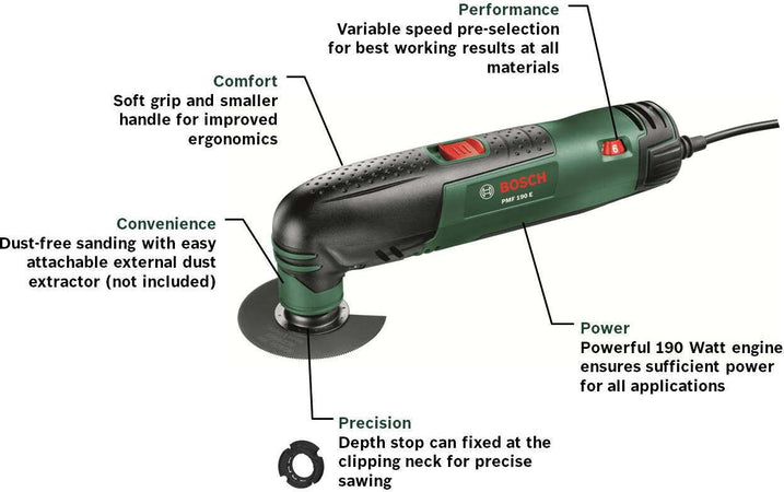 LEVIGATRICE MULTIFUNZIONE TAGLIO TRONCATURA BOSCH PMF190E 180 WATT + ACCESSORI Fai da te/Utensili elettrici e a mano/Utensili elettrici/Levigatrici/Levigatrici rotoorbitali Trade Shop italia - Napoli, Commerciovirtuoso.it