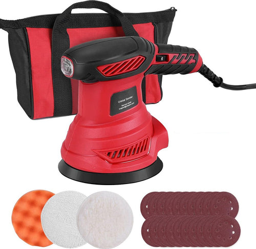 Meterk FL117 Levigatrice Orbitale 300W con 20 Carte Abrasive e Tampone di Lucidatura Ex Demo
