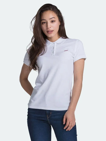Levi's Polo Donna Slim Fit Bianca in Cotone Stretch 525990000