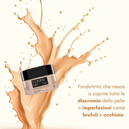 CoverUp Makeup – Fondotinta Antiage Water Resistant 50ml – Lunga Tenuta con Acido Ialuronico ed Emollienti Naturali – Idratante e Levigante – AlohaLabs