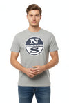 Maglietta North&Sails uomo estiva con logo frontale grande, 100% cotone, manica corta girocollo