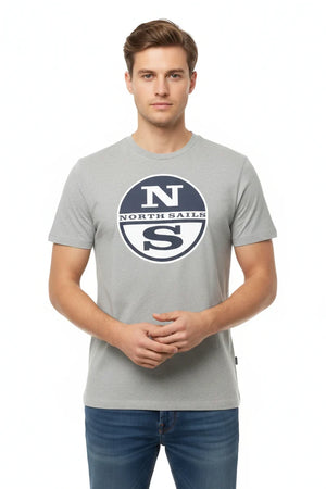 Maglietta North&Sails uomo estiva con logo frontale grande, 100% cotone, manica corta girocollo