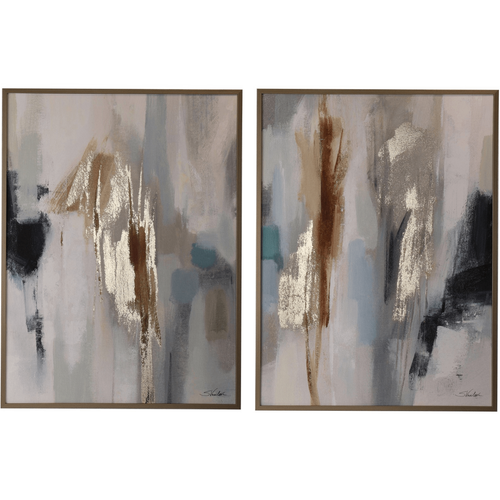 Quadro Gallery 60 x 80, stampa su tela dipinta a mano con cornice in legno di pino