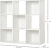 Libreria-Bianca-per-Casa-e-Ufficio,-Scaffale-dal-Design-Moderno-con-9-Scomparti-in-Legno,-91.5-x-29.5-x-91.5-cm-VB3833-422WTVB3