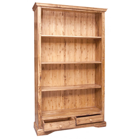 Biscottini Libreria Country in legno massello di tiglio finitura naturale L109xPR36xH180 cm. Made in Italy