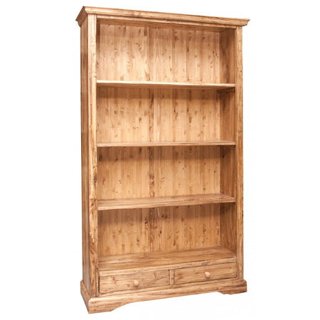 Biscottini Libreria Country in legno massello di tiglio finitura naturale L109xPR36xH180 cm. Made in Italy