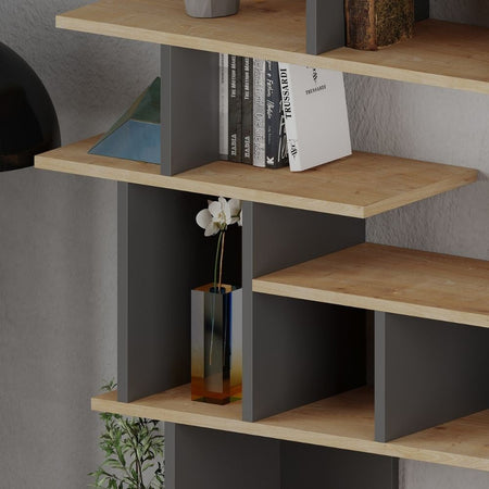 Libreria design Apollon rovere e antracite