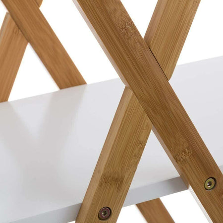 Libreria-Design-Moderno-Scaffale-4-Ripiani-Legno-MDF-e-Bambu-Casa-Ufficio-Bianco