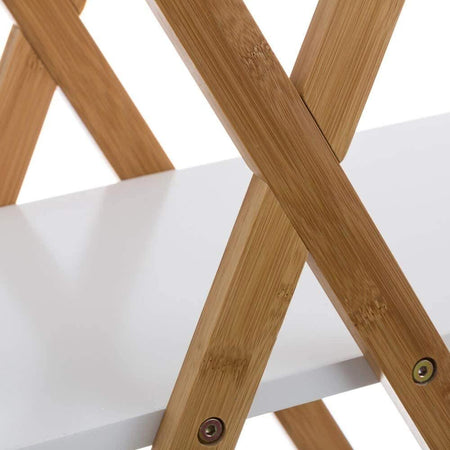 Libreria-Design-Moderno-Scaffale-4-Ripiani-Legno-MDF-e-Bambu-Casa-Ufficio-Bianco