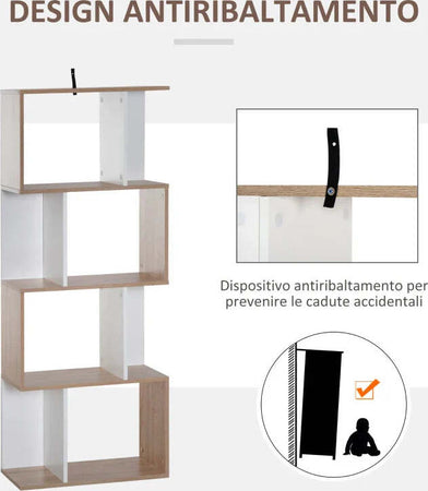 Libreria-di-Design-Scaffale-Ufficio-Legno-Moderna-4-Ripiani-60×24×148cm-TY9833-451TY9