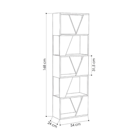 Libreria Frame antracite 5 ripiani 54x168
