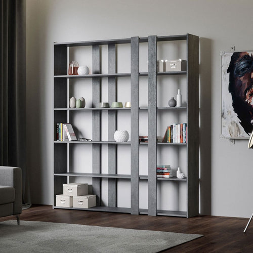 Libreria Roma a parete, in legno, con ripiani, per arredamento camere ed interni