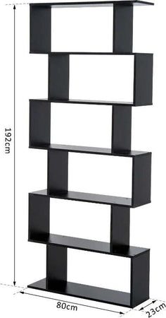 Libreria-Legno-Design-Moderno-con-6-Ripiani-80-×-23-×-192cm-Nero-GB7833-382BKGB7