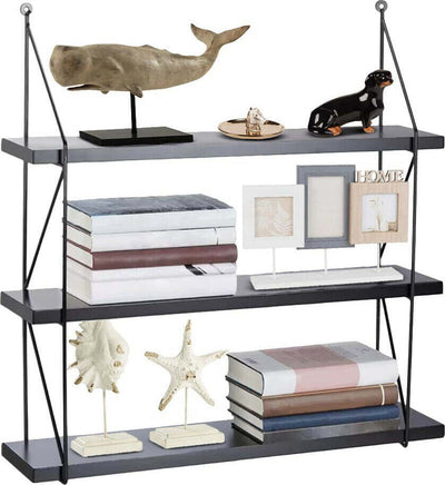 Libreria Mensole Scaffale Parete Design Moderna Legno Metallo 3 Ripiani Nero Casa e cucina/Organizzazione interni/Porta oggetti cassetti e scaffali/Mensole da muro Trade Shop italia - Napoli, Commerciovirtuoso.it