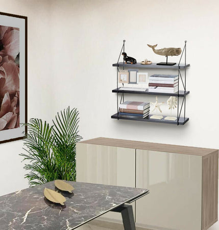 Libreria Mensole Scaffale Parete Design Moderna Legno Metallo 3 Ripiani Nero Casa e cucina/Organizzazione interni/Porta oggetti cassetti e scaffali/Mensole da muro Trade Shop italia - Napoli, Commerciovirtuoso.it